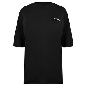 USA Pro Womens/Ladies Logo Crew Neck Regular T-Shirt / Black